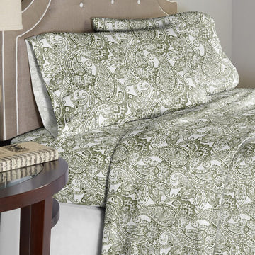 Rasao 170 Thread Count Paisley 100% Cotton Flannel Sheet Set